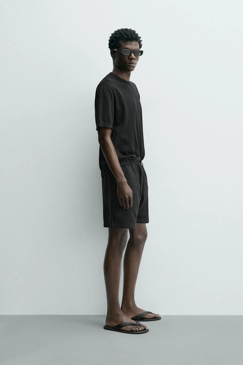 Текстурированные бермудские шорты стандартного кроя ZARA, Black — фото 4