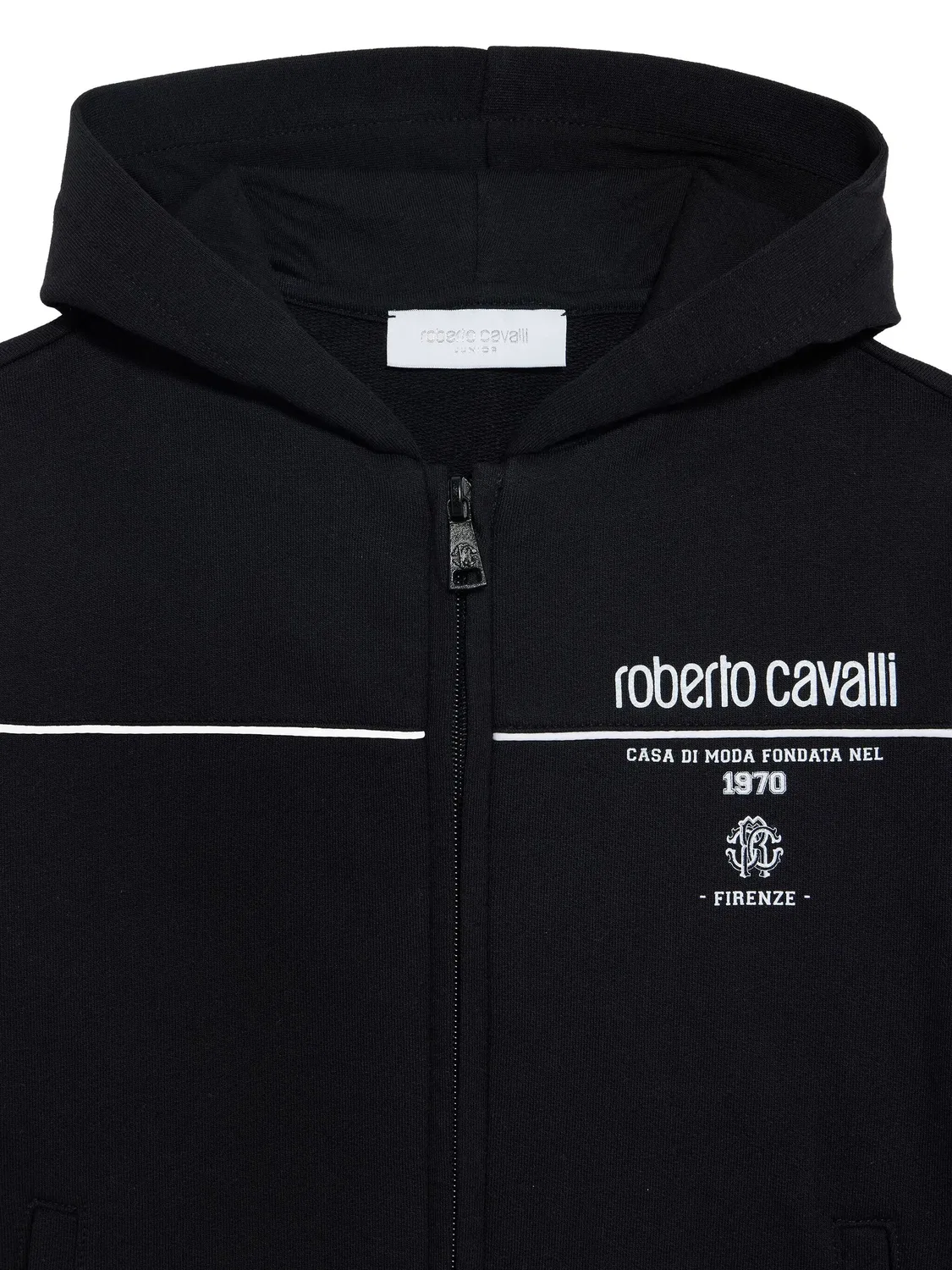 Детское худи с логотипом черного цвета Roberto Cavalli, черный — фото 2