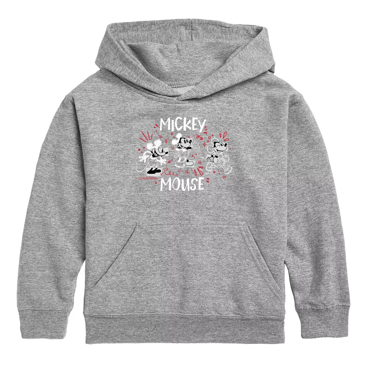 Детское худи для мальчиков с принтом Mickey Mouse Classic Drawing Disney, Athletic Heather