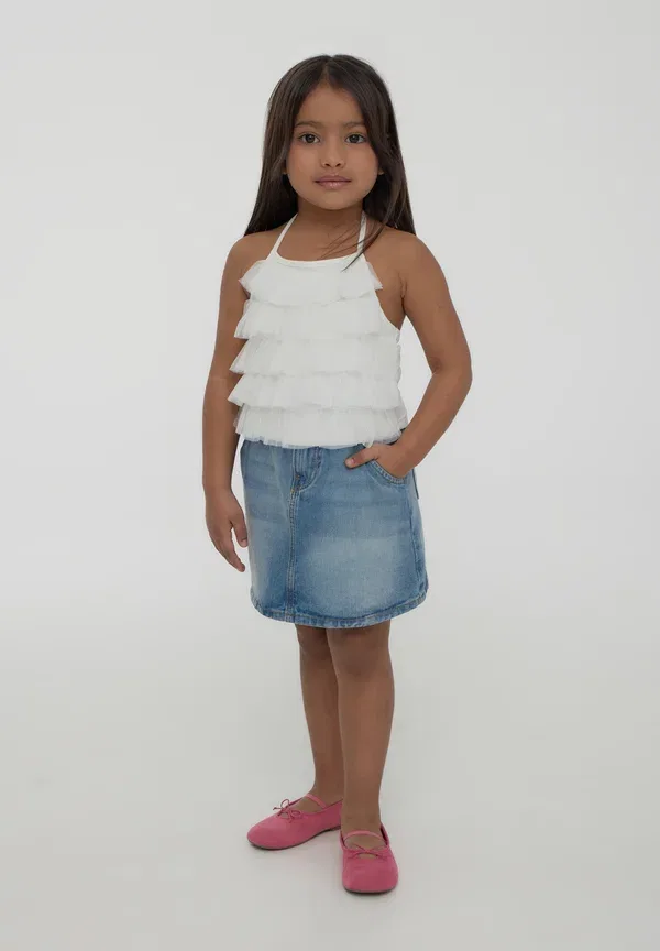 Топ с кружевом Crop blase - blouse Terranova белый