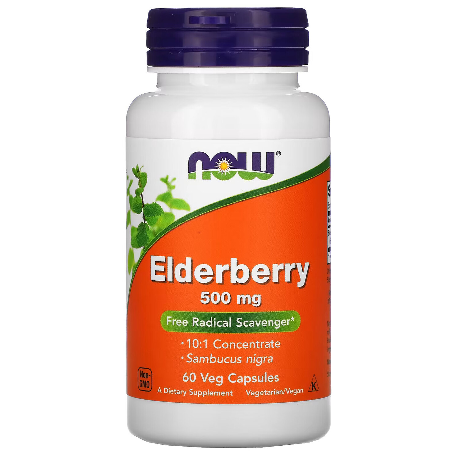 

NOW Foods, бузина, 500 мг, 60 вегетарианских капсул