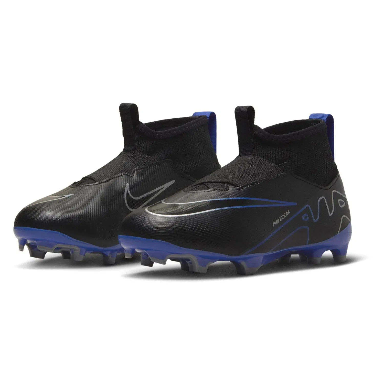 Детские бутсы для мальчиков с шипами NIKE Jr Superfly 9 Club Km Fg/MG, Black Chrome Hyper Royal — фото 2
