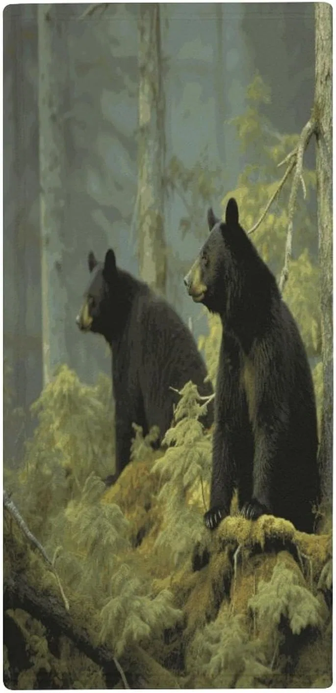 Мочалка из кораллового флиса KLSVTMEA, 1 шт, 72.9x35.1 см, Черные медведи