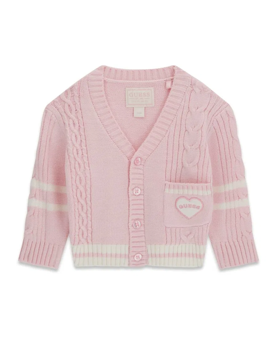 Детский кардиган-свитер с V-образным вырезом и длинным рукавом GUESS, Pink