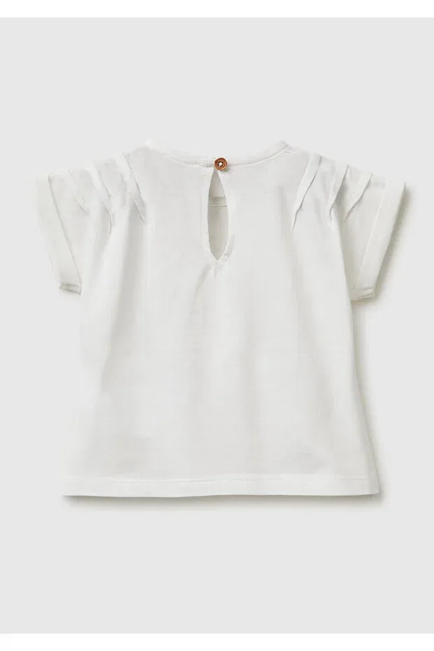 Детское платье-футболка с принтом Water-based Printed Embroidered Kimono Sleeve United Colors Of Benetton, White — фото 2