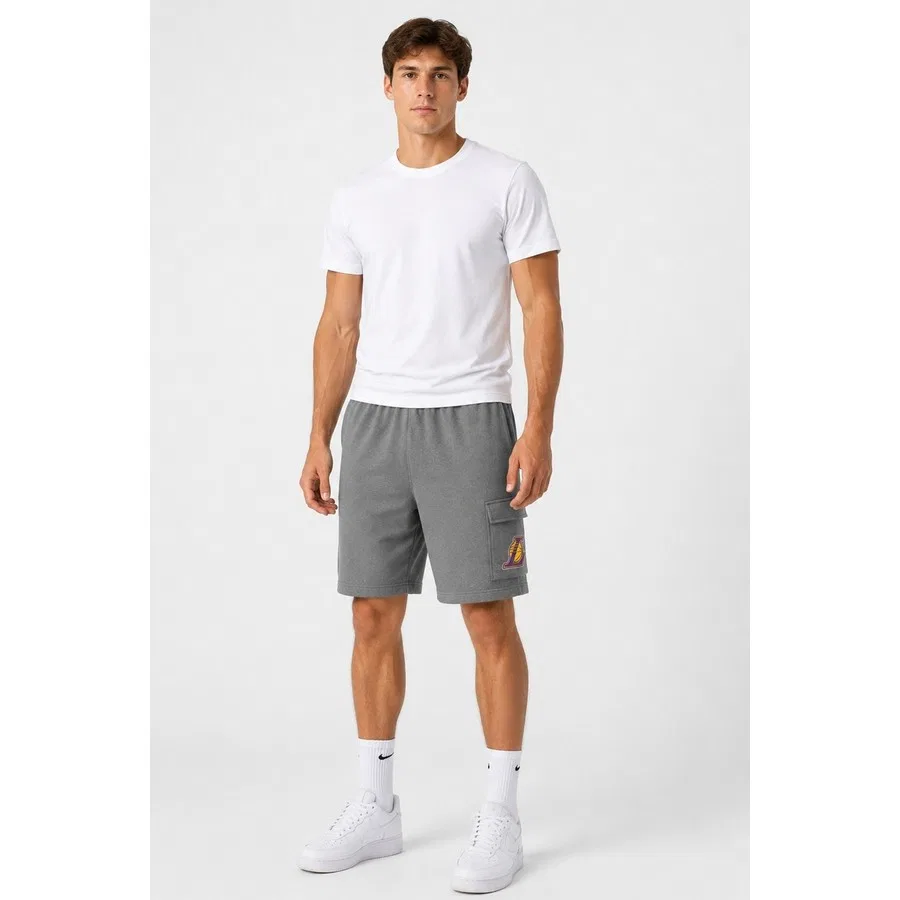 Мужские карго-шорты Nike NBA Los Angeles Lakers Club Courtside, Regular Fit, Серый — фото 4