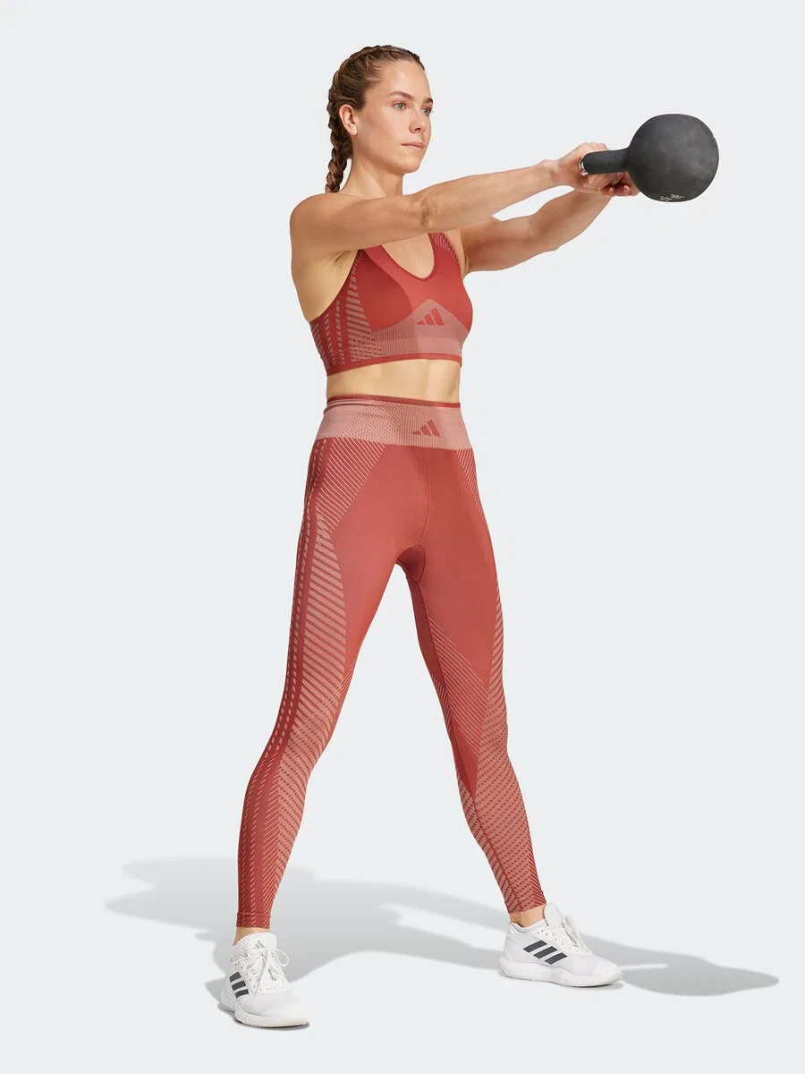 Спортивный бюстгальтер ADIDAS PERFORMANCE Bralette 'AEROKNIT Training Light Support' в цвете "ржаво-красный" — фото 3