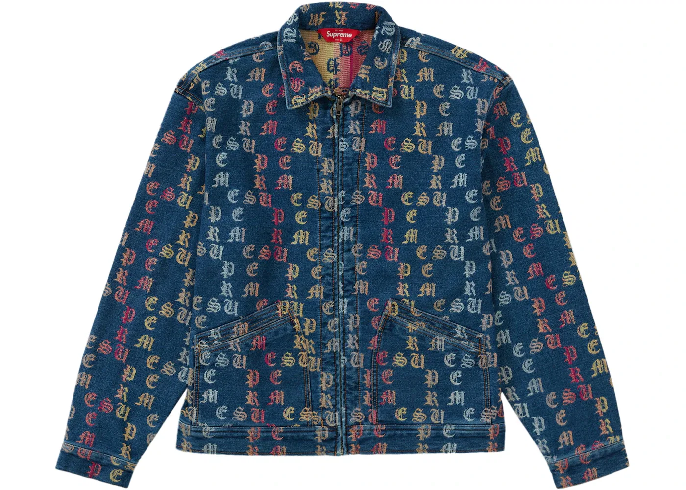 Мужская джинсовая куртка с градиентным жаккардовым принтом Supreme, Blue