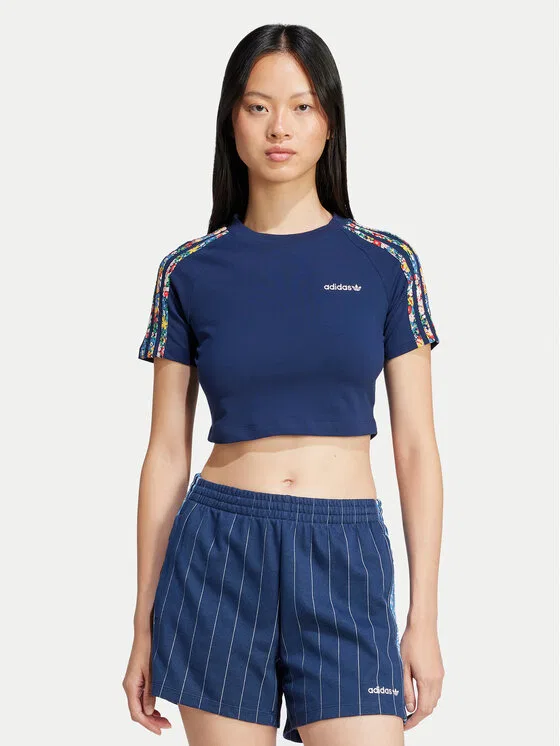 Футболка slim fit Liberty London 3-Stripes Infill Baby Adidas, темно-синий