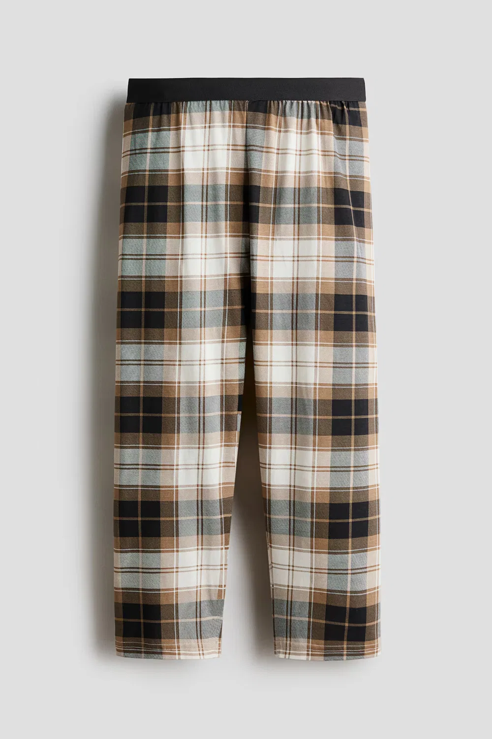 Хлопковые пижамные штаны H&M, Dunkelbeige/Kariert