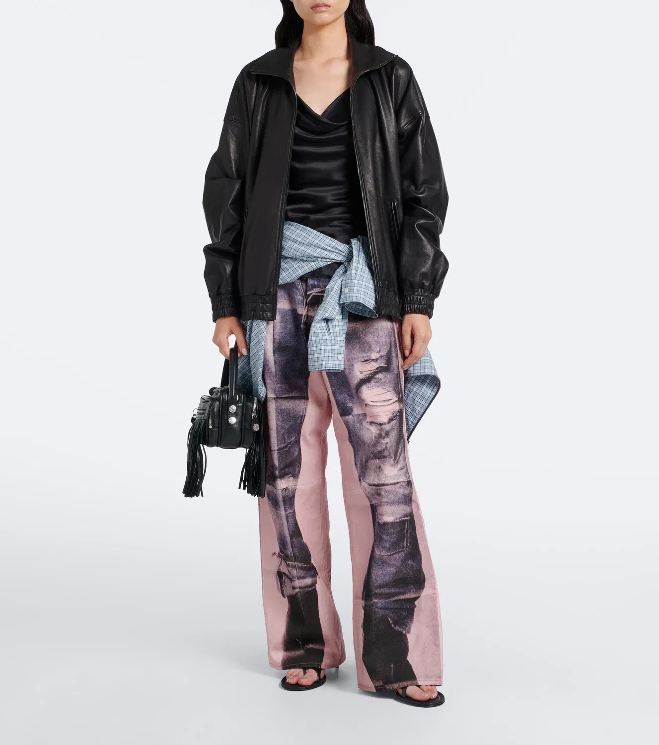 Широкие джинсы с эффектом обманки 1981 Acne Studios, розовый — фото 2