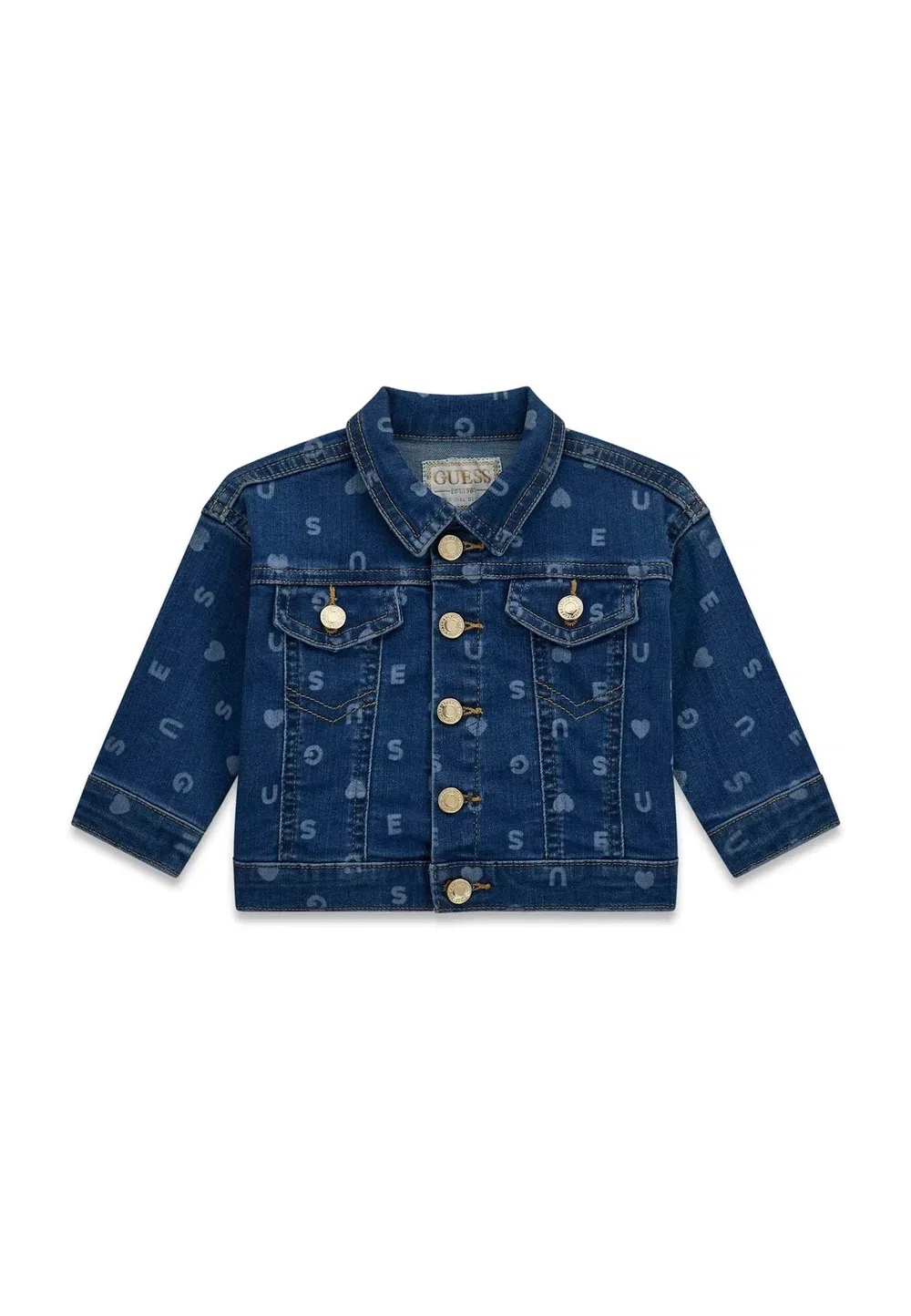 Джинсовая куртка с логотипом durchgehend Bedrucktem - джинсовая куртка Guess, Blau — фото 4