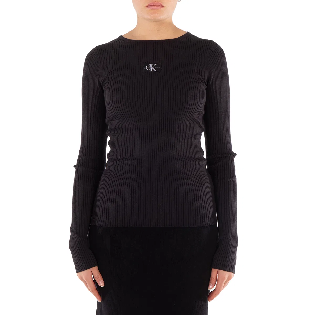 Джемпер с ребристой текстурой Slim Ribbed Lyocell Jumper Calvin Klein, Black