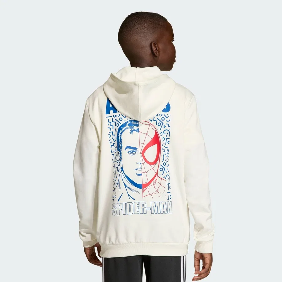 Детский худи с принтом Marvel Spider-Man Sportswear JZ3556 adidas, Сине-белый — фото 2