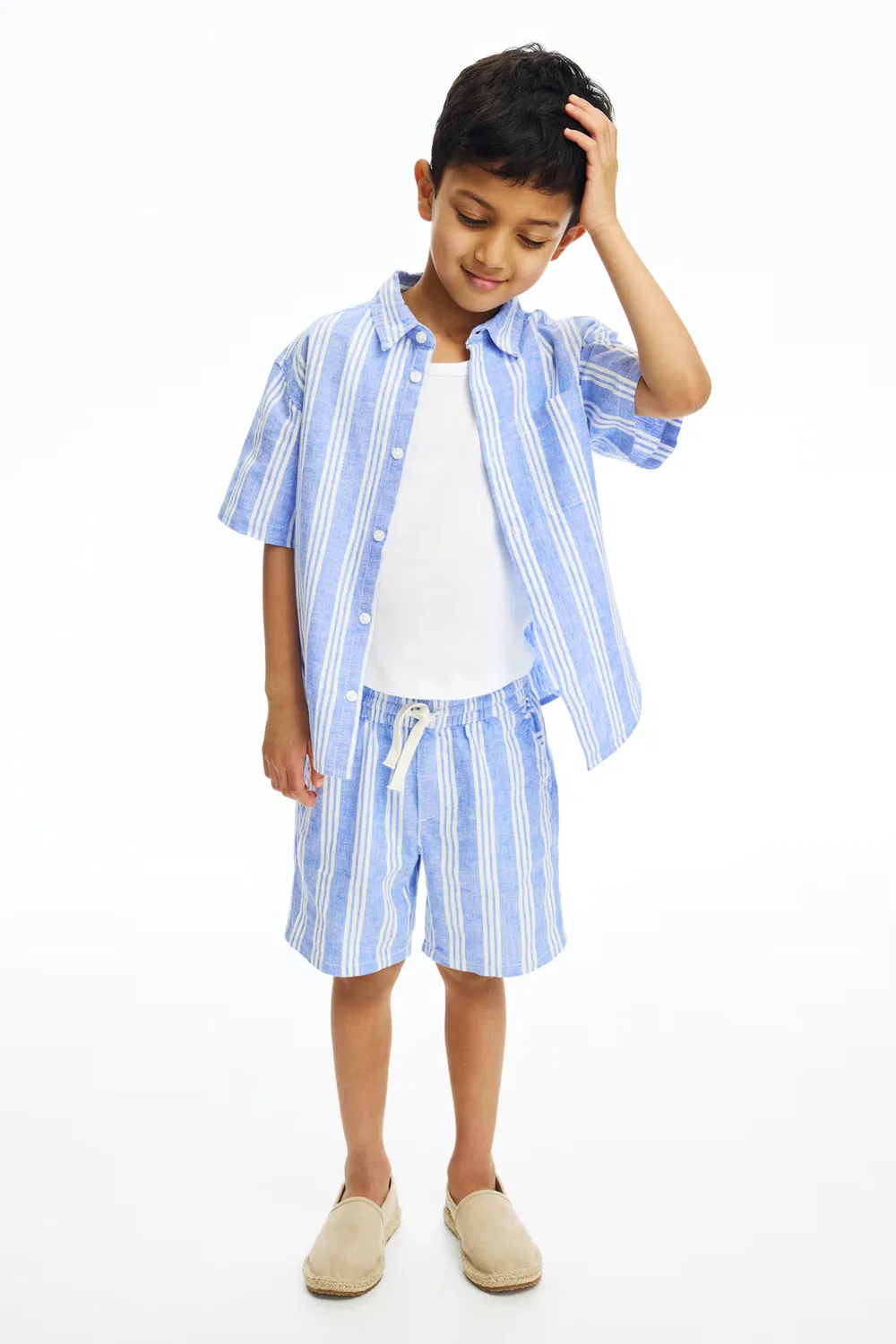 Комплект из 2 шорт из льняной смеси H&M, Blau/Gestreift