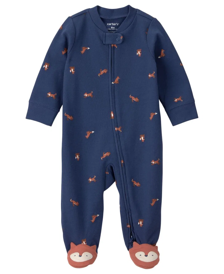 Комбинезон для сна с длинным рукавом, с принтом Carter's, Navy Blue/Fox