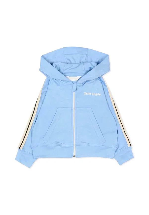 Худи на молнии вискоза Palm Angels Light Blue, светло-голубой