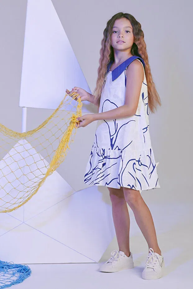Детское платье для девочек с текстурой Sheshe, Blue