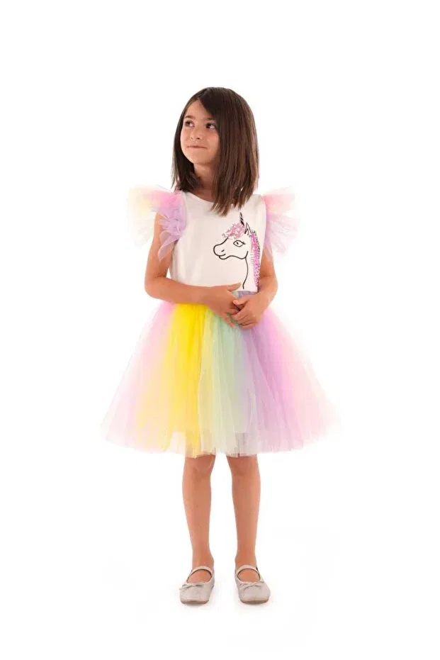 Детское платье для девочек с пайетками Sequin Colorful Unicorn Lunas Tekstil, Multicolor — фото 3