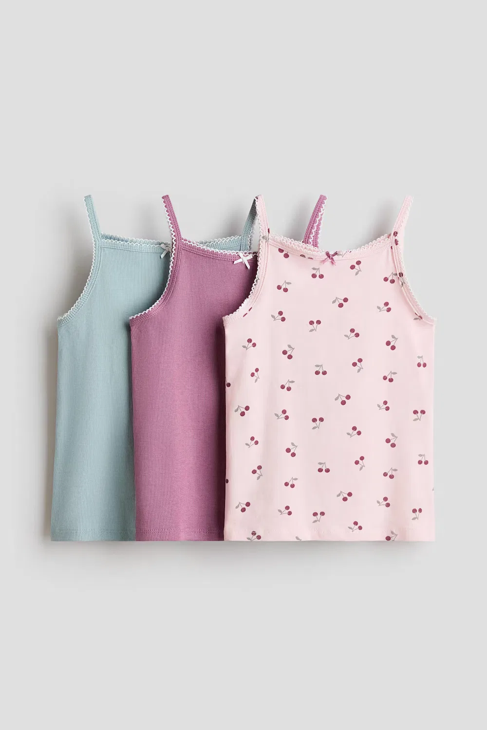 Комплект из 3 хлопковых маек H&M, Mattlila/Kirschen
