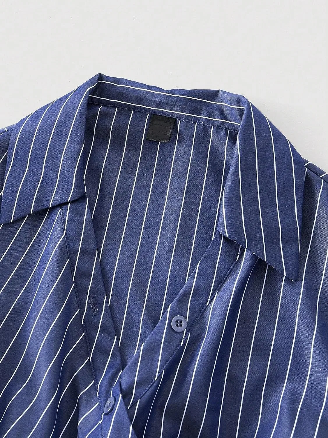 Женское платье-рубашка в полоску с запахом, Navy Blue — фото 3