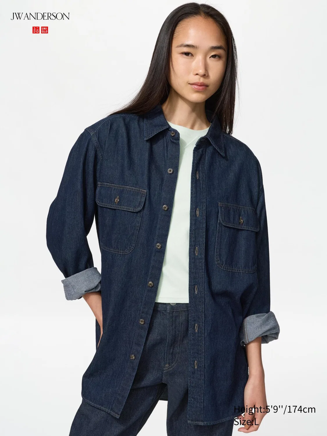 Рубашка джинсовая Uniqlo, синяя — фото 3
