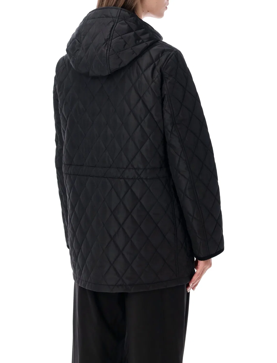 Женская стеганая куртка-парка с капюшоном Quilted Nylon Parka Burberry, черный — фото 2