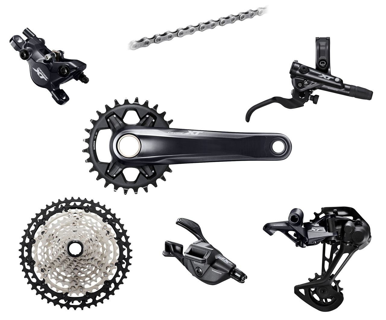 

Групсет Shimano XT M8100 Mechanical Disc Single 4-поршневой I-spec EV, 10-45, 34T, 175 мм