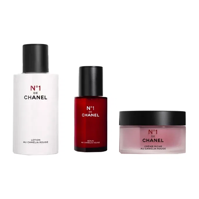 Набор средств по уходу за кожей с красной камелией, CHANEL No. 1 Red Camellia, 150 мл+30 мл+50 г, CHANEL, Red Camellia