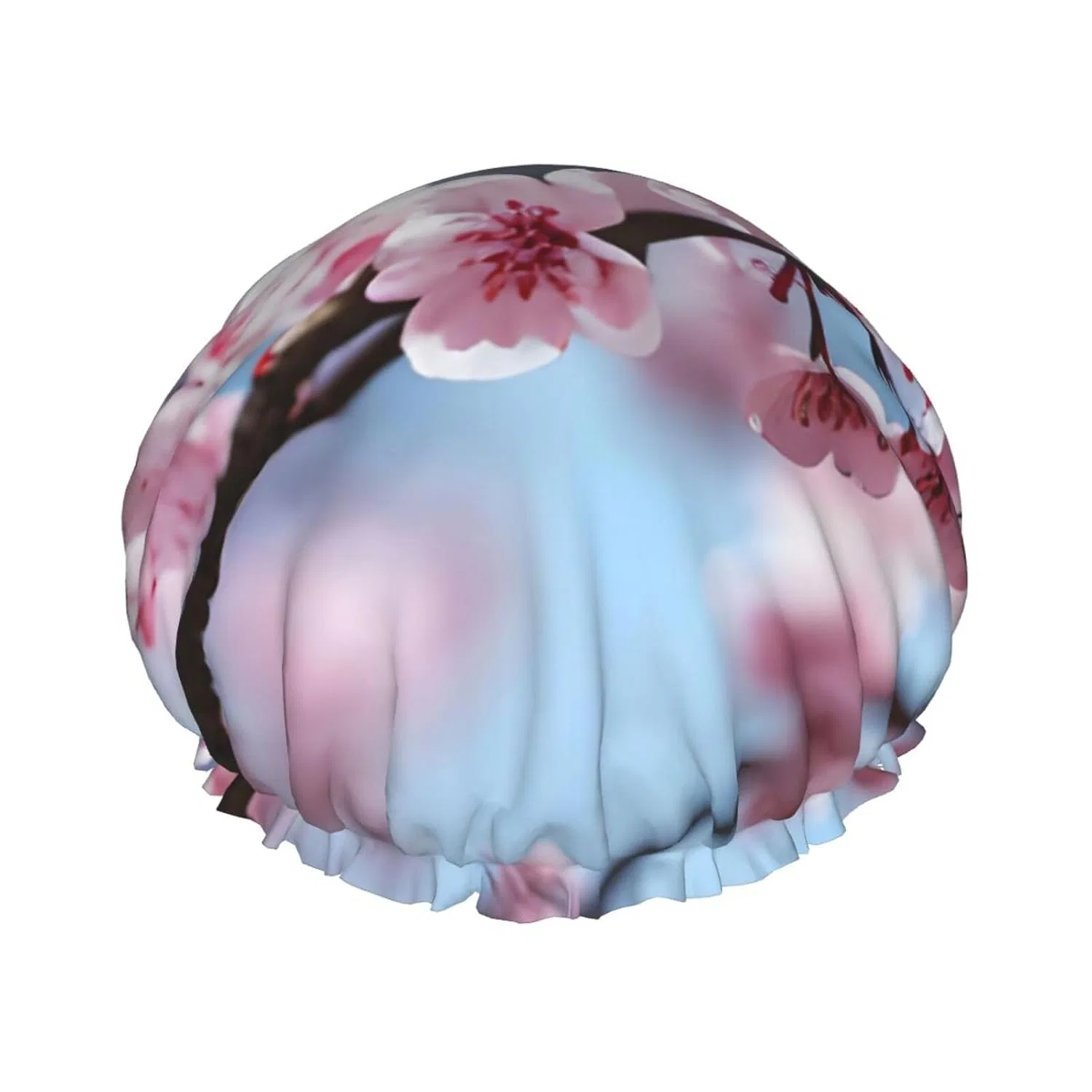 Шапочка для душа с принтом, Anceky, двойная водонепроницаемость, Tempting Cherry Blossoms