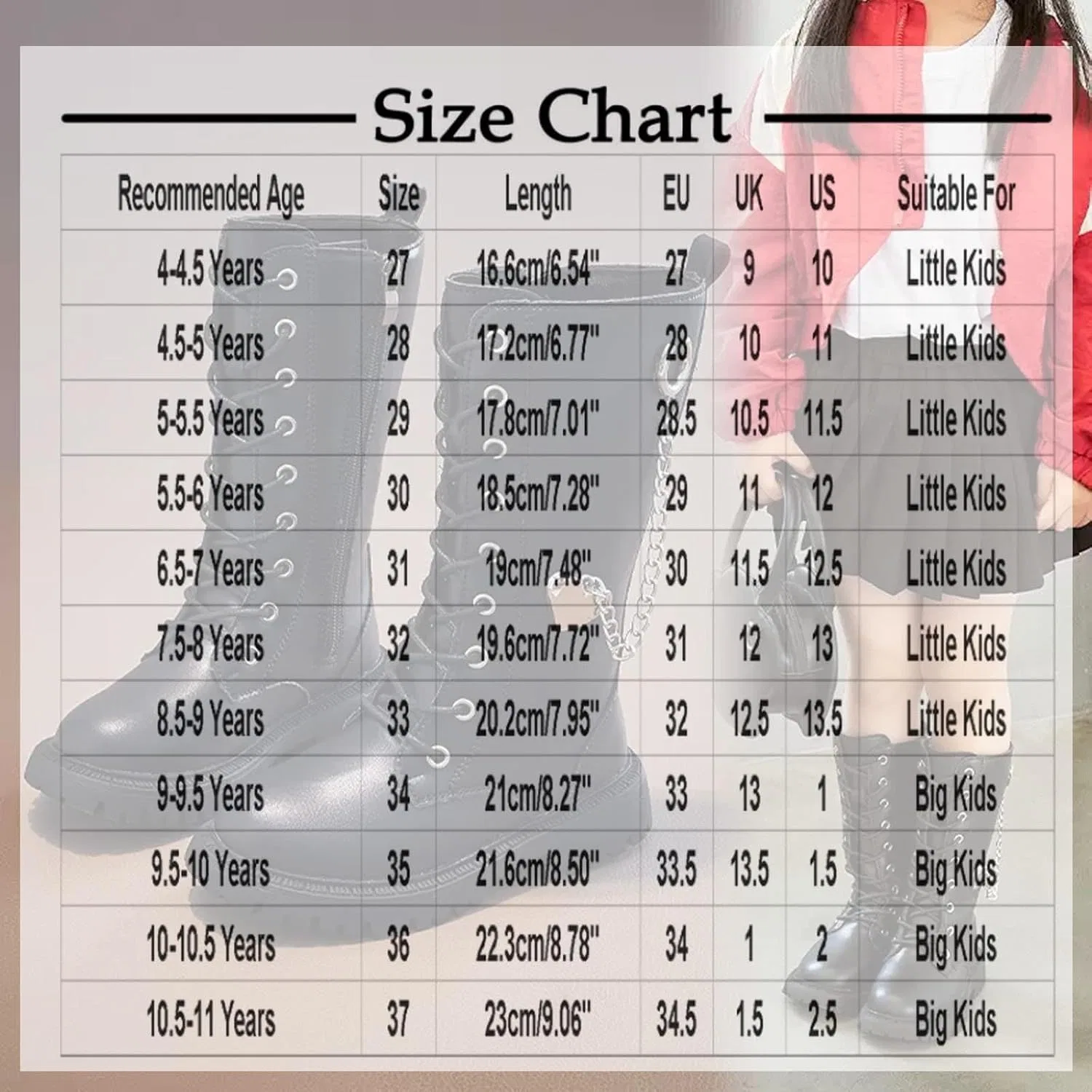 Детские ботинки для девочек на платформе с принтом Combat Boots, Beige — фото 3
