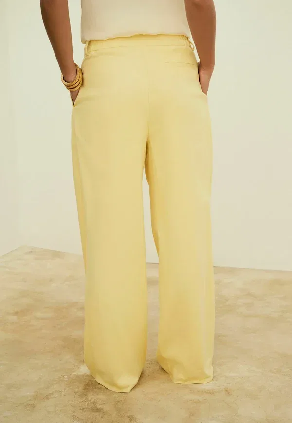 Брюки из вискозы с льном Elastic back wide leg, Next, yellow, желтый — фото 3