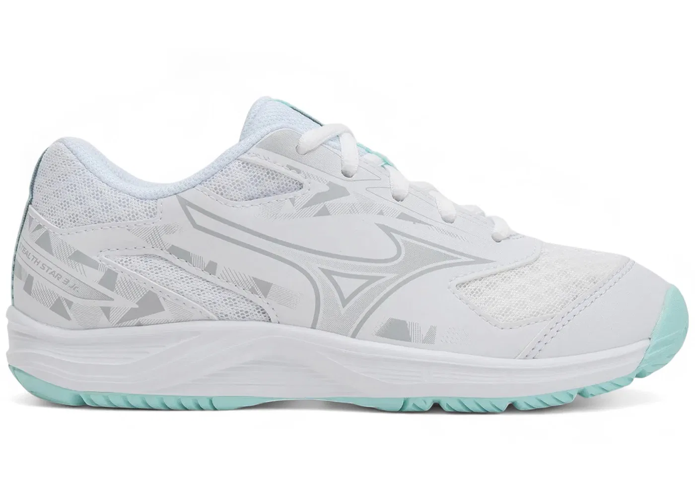 Детские кроссовки для мальчиков и девочек с сетчатым верхом Mizuno Stealth Star 3, White/Blue Tint