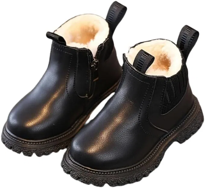 Детские сапоги на молнии с флисом Hhhchpm, Black