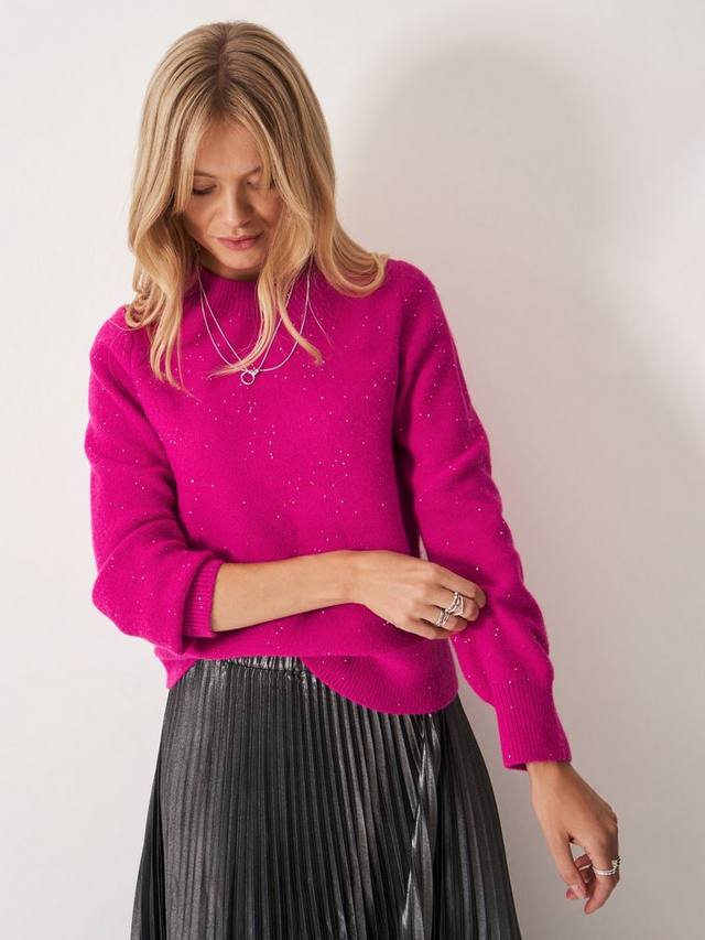 

Свитер с блестками и круглым вырезом Crew Clothing, Pink