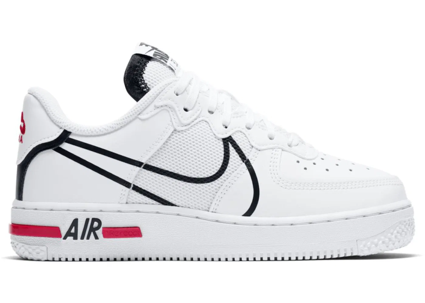 Детские кроссовки lifestyle Nike Air Force 1 Low React D/MS/X, White/Black/Red