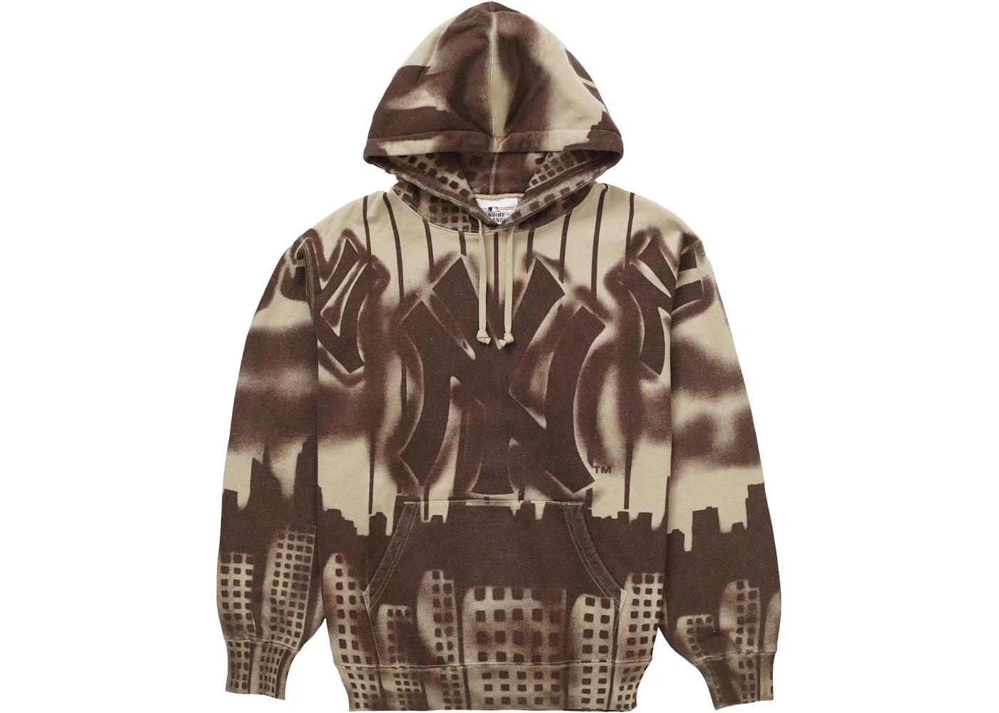 Мужская худи с принтом Supreme x New York Yankees Airbrush Sweatshirt, Clay