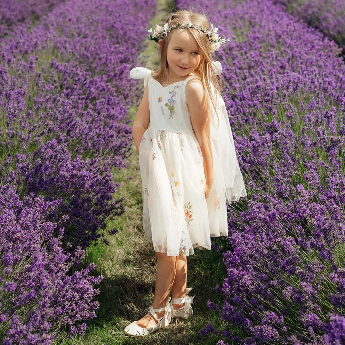 Детское платье с вышивкой Enchanted Angel Dress Uk Flower Girl Boutique, White — фото 3