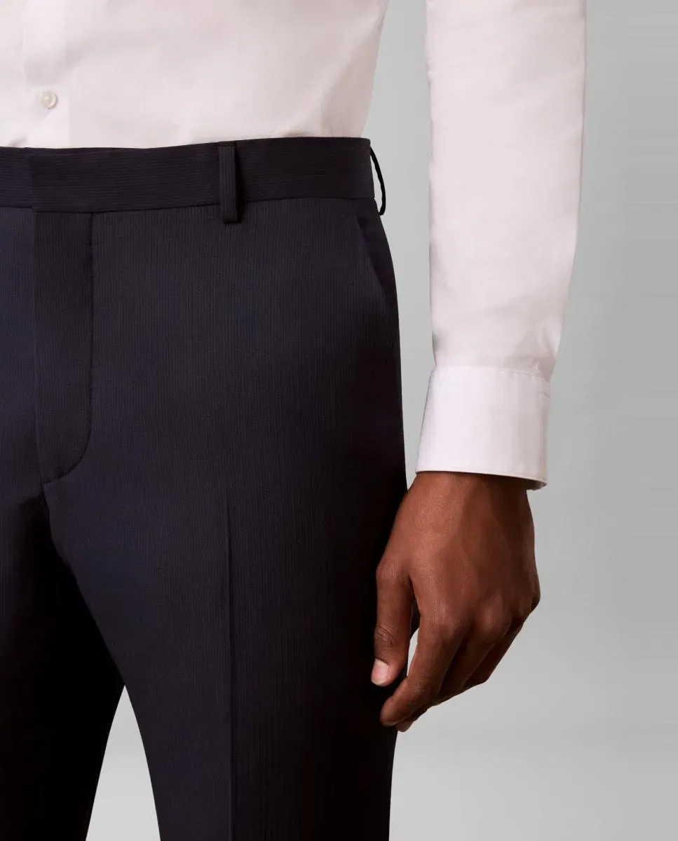 Мужские брюки из шерсти с микродвубортным рисунком елочка Calvin Klein, Синий — фото 4