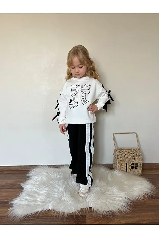 Детский спортивный костюм для девочек с принтом Carla Mara, White — фото 4