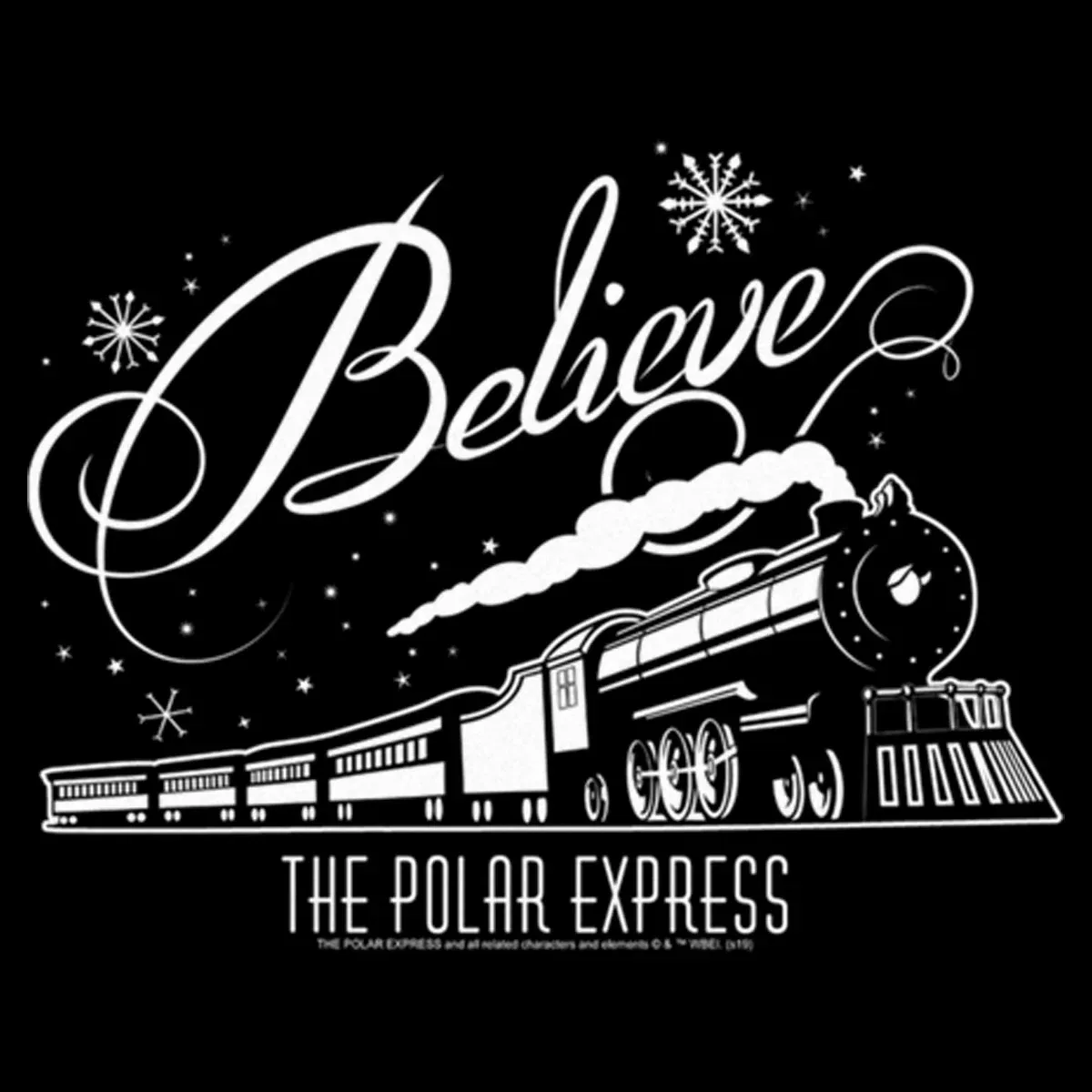 Детский худи с принтом Believe Retro Train The Polar Express, Black — фото 2