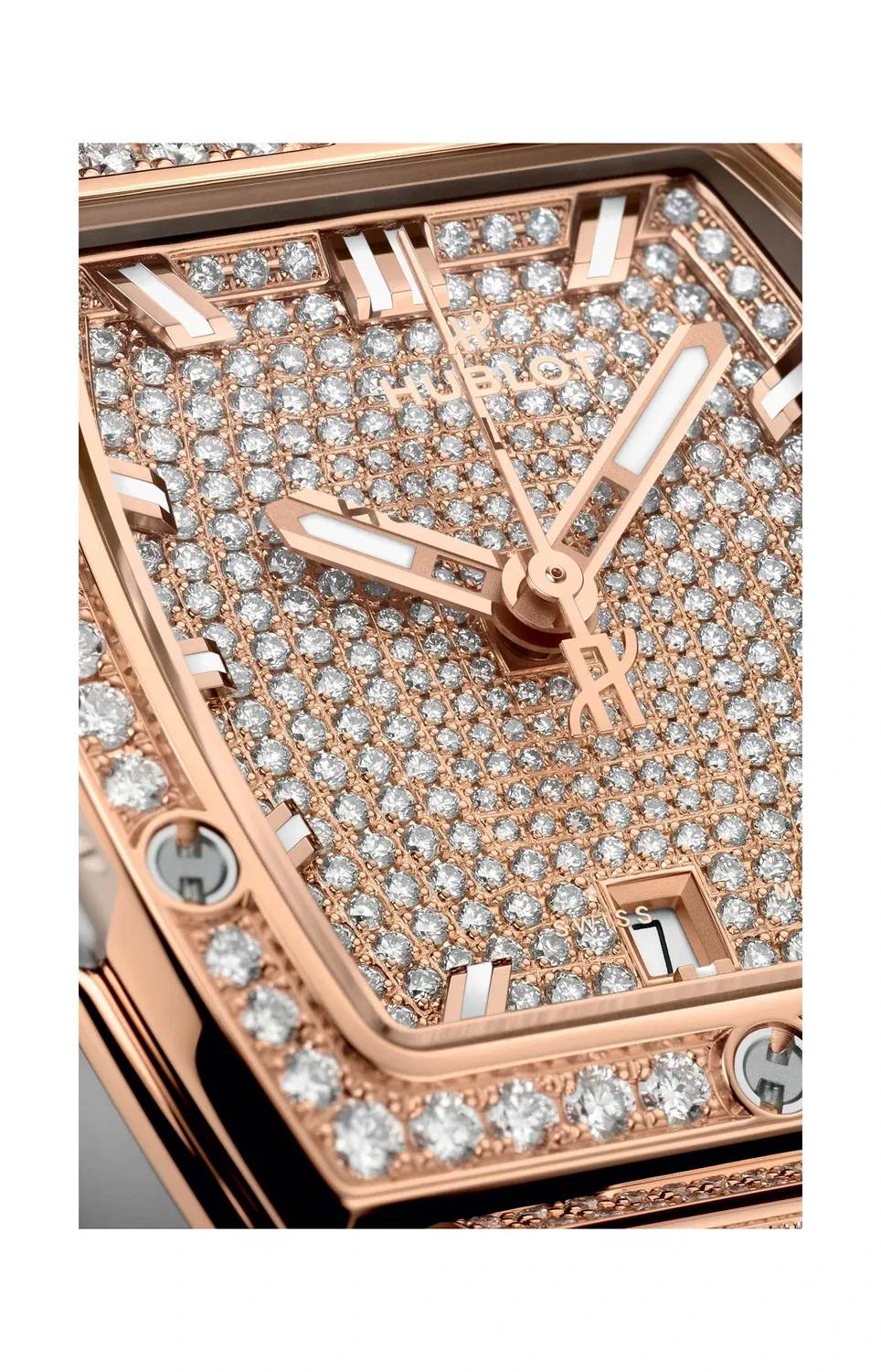 ДУХ BIG BANG KING GOLD БЕЛЫЕ ПОЛНОСТЬЮ С БРИЛЛИАНТАМИ 32 ММ - 682.OE.9000.RW.1604 HUBLOT, золотой — фото 3