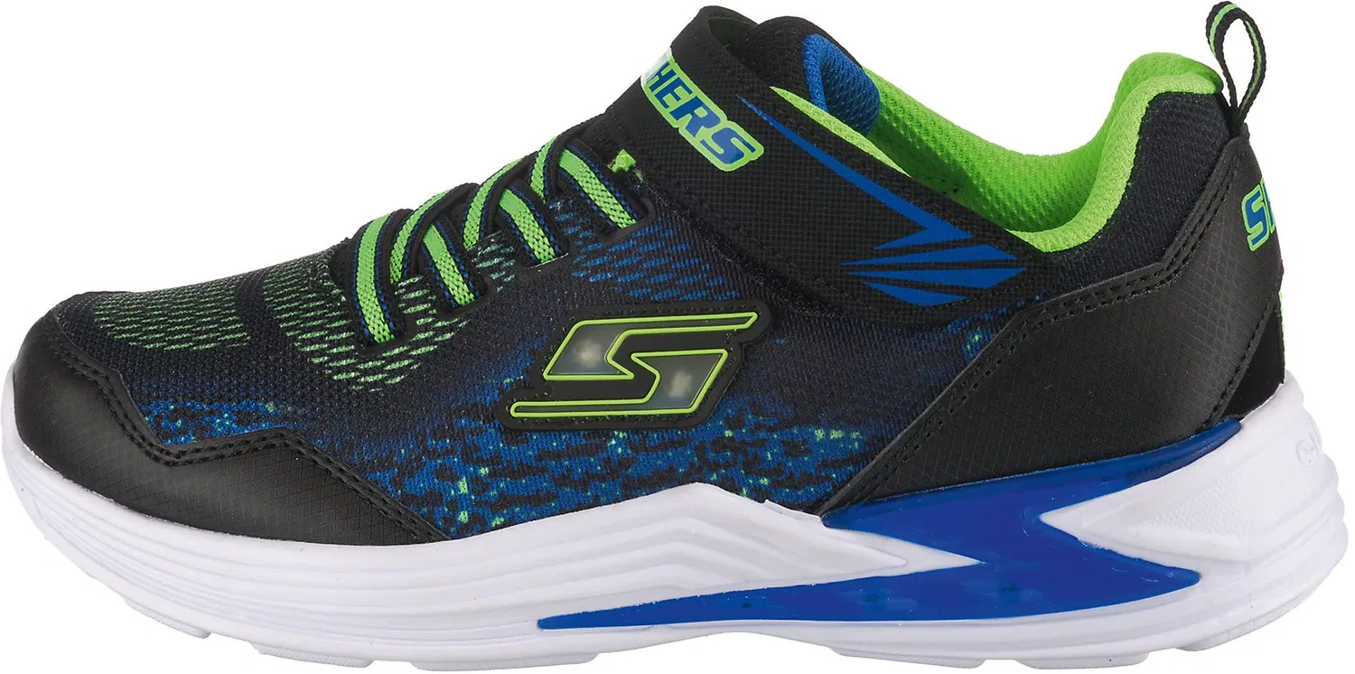 Детские кроссовки для мальчиков с максимальной амортизацией Erupters III - Derlo Skechers, Black Black Mesh Synthetic Blue Lime Trim — фото 2