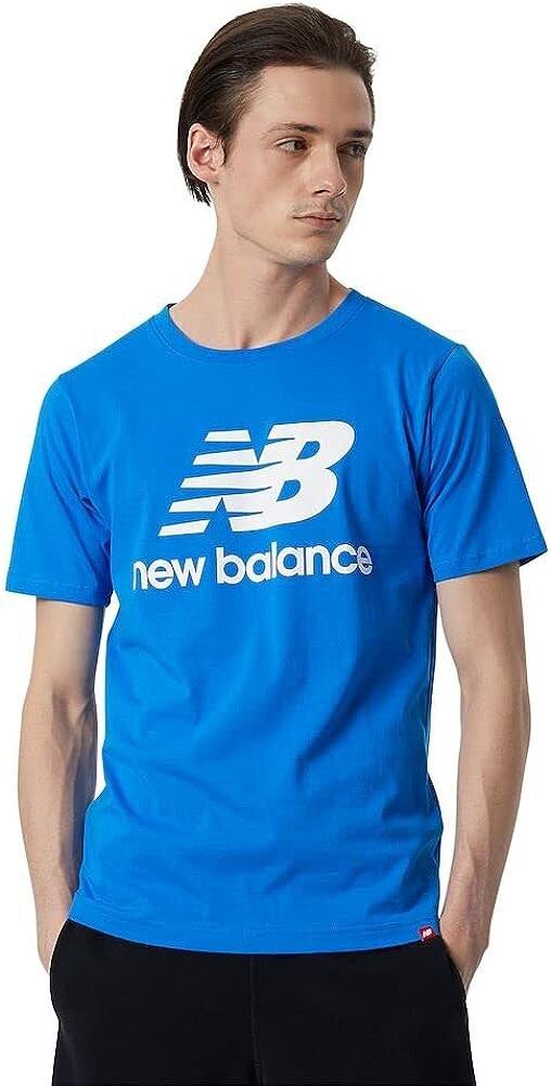 

Футболка New Balance Men's Nb Essentials Stacked Logo Short Sleeve, голубой, Синий, Футболка New Balance Men's Nb Essentials Stacked Logo Short Sleeve, голубой
