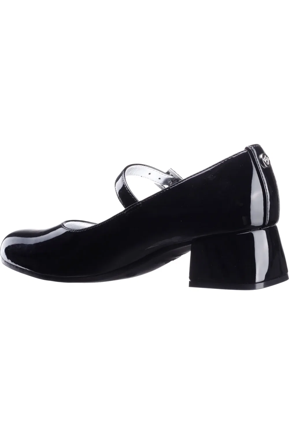 Детские туфли мэри джейн на каблуке с пряжкой Mila Nina, Black Patent — фото 2