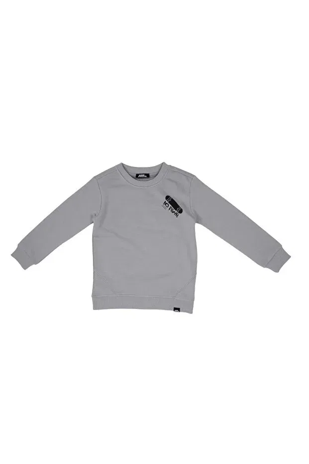 Детские свитшот для девочек с принтом Skateboard Slogan Print No Fear, Gray