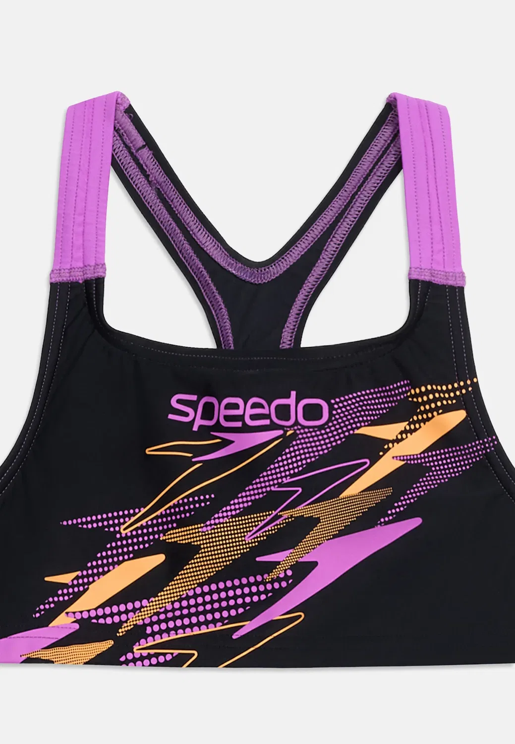 Топ от бикини с логотипом Medley и спинкой-борцовкой Speedo, Anthracite/Neon Jelly — фото 3