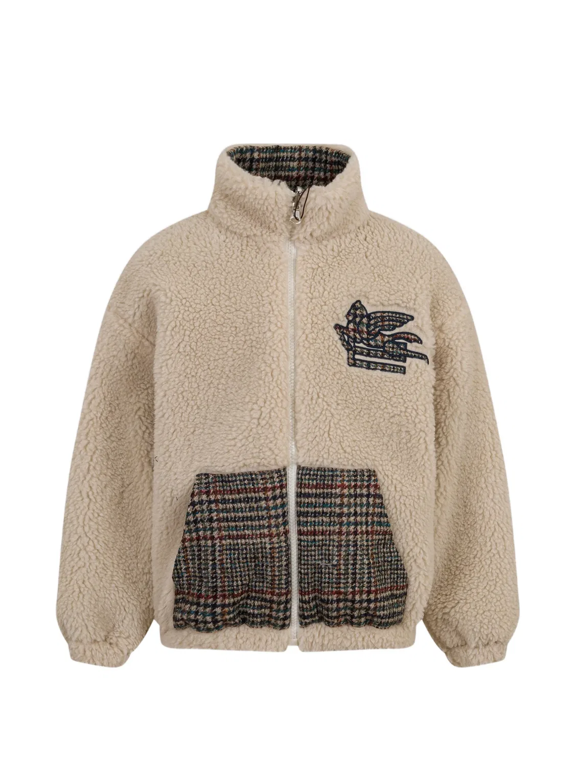 Куртка Teddy с логотипом Pegaso Etro Kids, нейтральные цвета