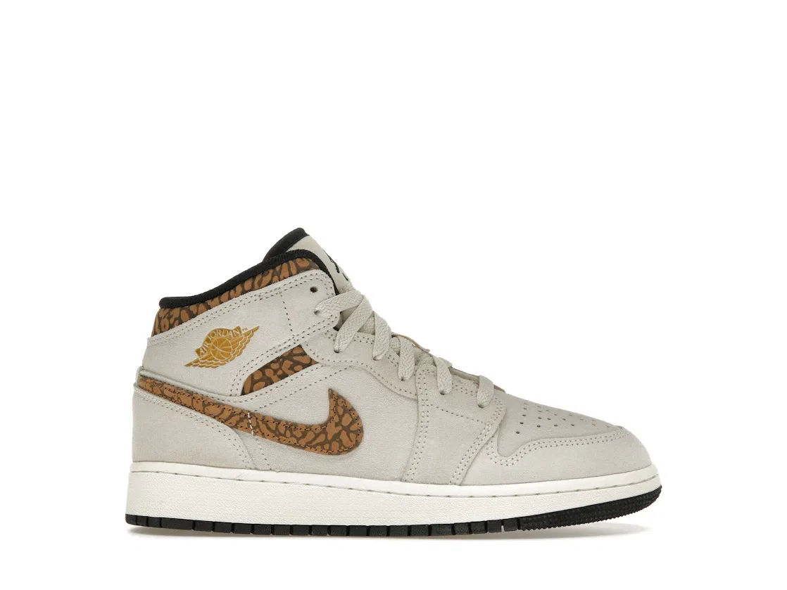 Детские кроссовки Lifestyle Jordan 1 Mid SE Jordan Light Orewood Brown/White/Light British Tan/Metallic Gold