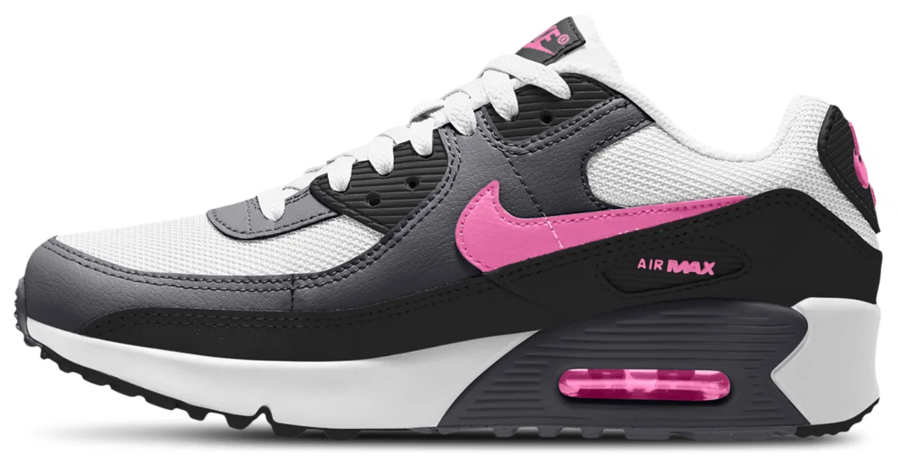 Детские кроссовки для мальчиков с кожаным верхом Nike Air Max 90 Mesh, White/Black/Playful Pink — фото 2
